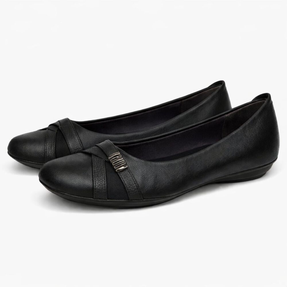 EUROSOFT SHAINA ALL BLACK SLIP-ON ROUND TOE BLACK FLAT CASUAL WOMENS SIZE 8.5M